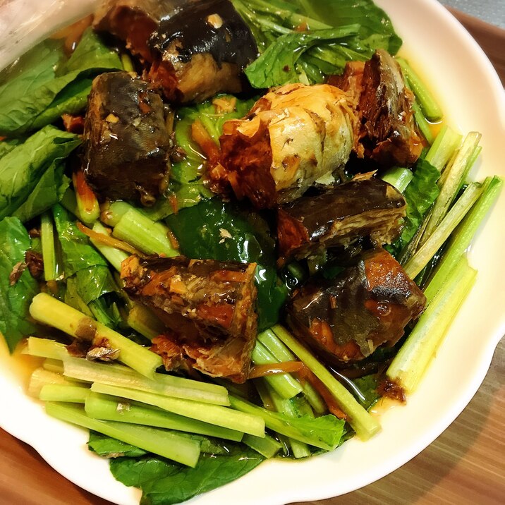 レンジで簡単！小松菜とサバの和え物